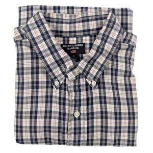 Ralph Lauren‎ Jeans Co 90's Y2K Plaid Shirt Mens Large Blue Red Excellent